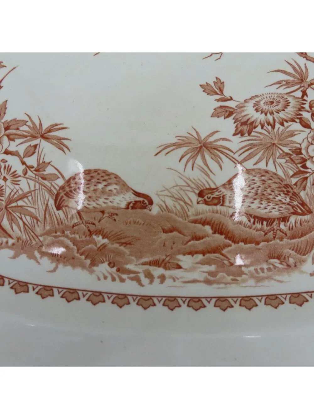 Vintage Furnivals Quail 684771 England Brown Platter 13.5in Floral Serving Plate